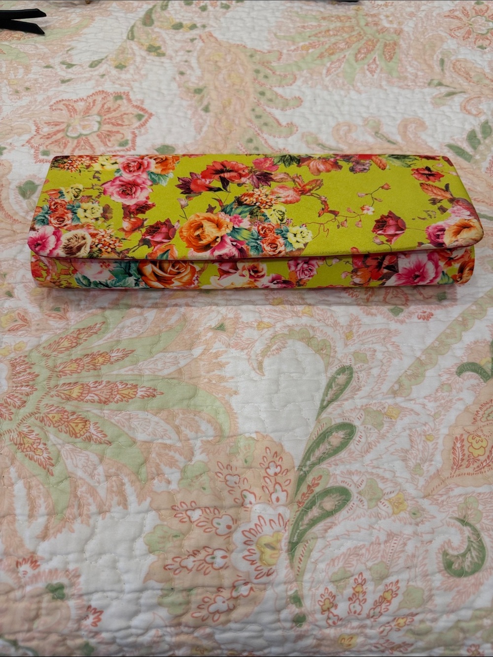 Women’s Floral Clutch Bag in Lime Green